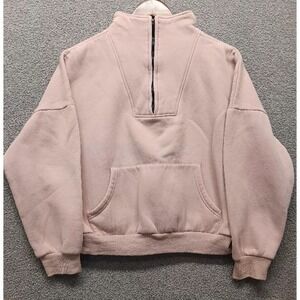 Trendy Queen Pink Quarter Zip Fleece Pullover Sweater Women's Size S